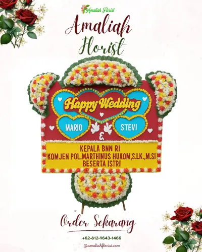 Karangan Papan Bunga Pernikahan di Kajangkoso